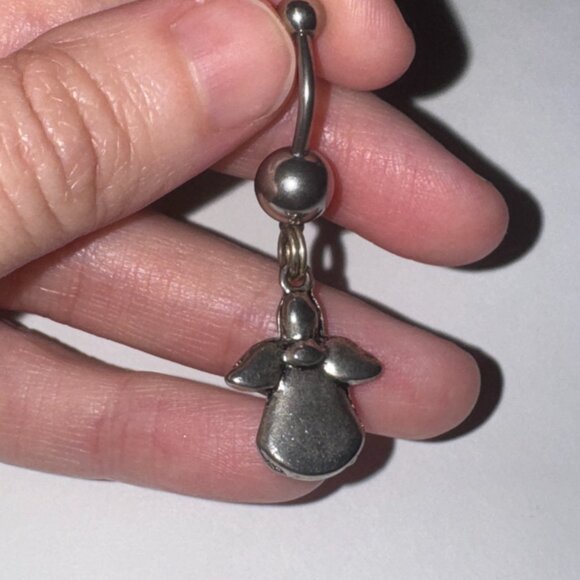 2 gem Ruby Red Cherub And Angel Dangle Belly Ring - Picture 10 of 16